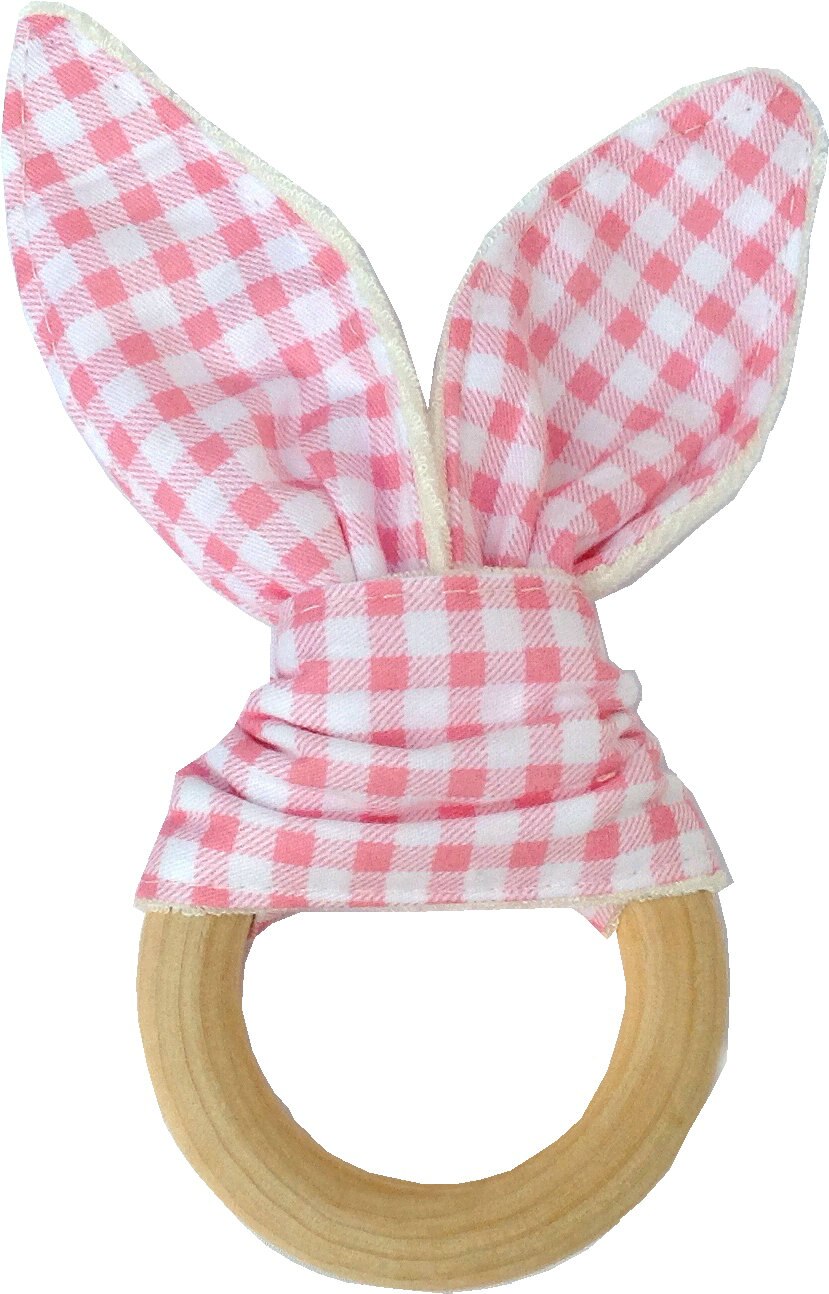 Wooden Baby Teether with Bunny Ears